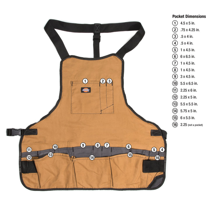 16-Pocket Bib Apron with Quick Release Buckle